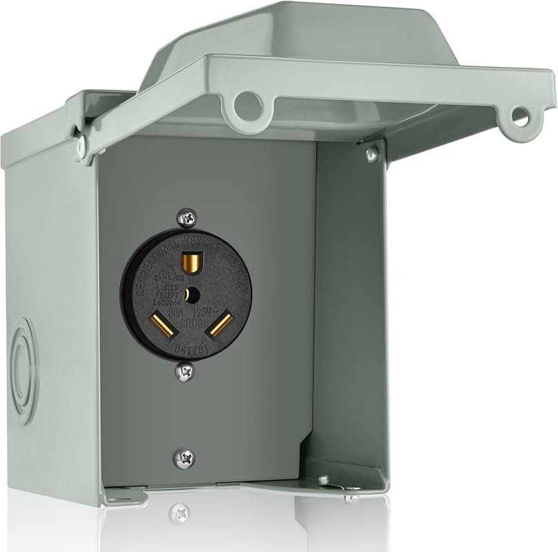 WELLUCK 30 Amp NEMA TT-30R RV Power Outlet Box, Weatherproof Lockable