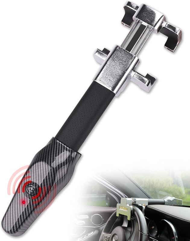 Tevlaphee Steering Wheel Lock with Alarm,Heavy Duty Anti-Theft Car Dev