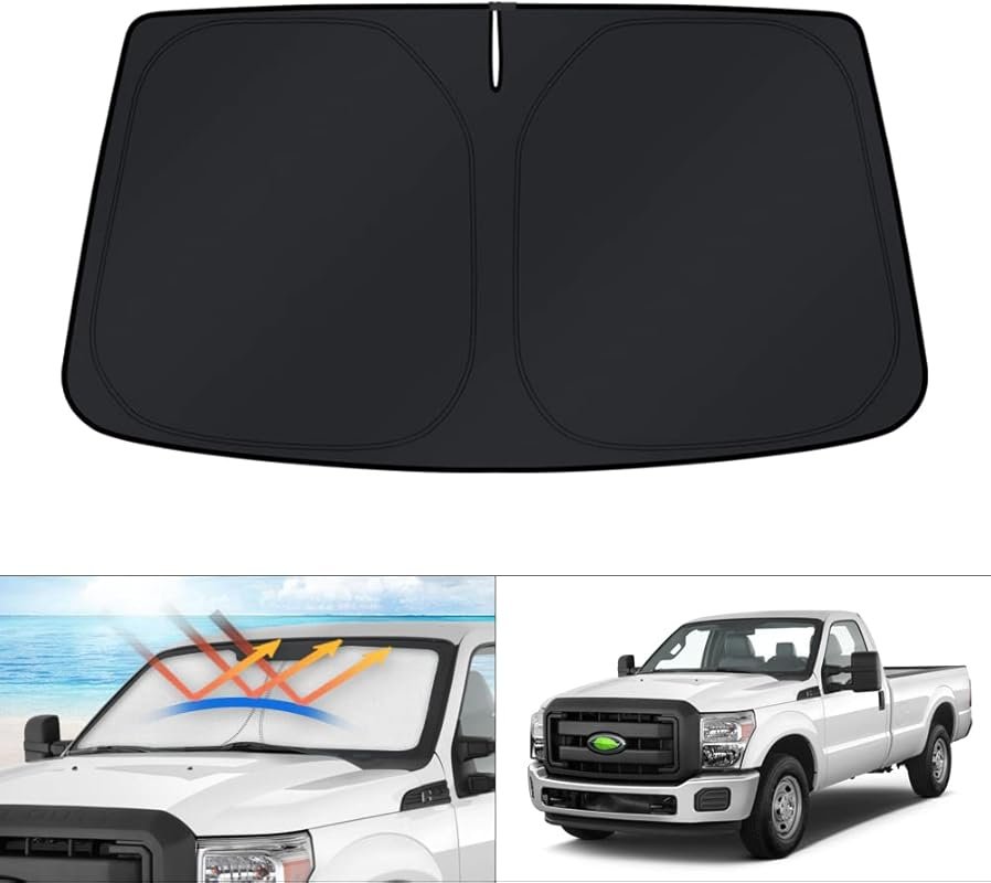KUST Foldable Windshield Sun Shade for 2008-2016 Ford F-250 and F-350 