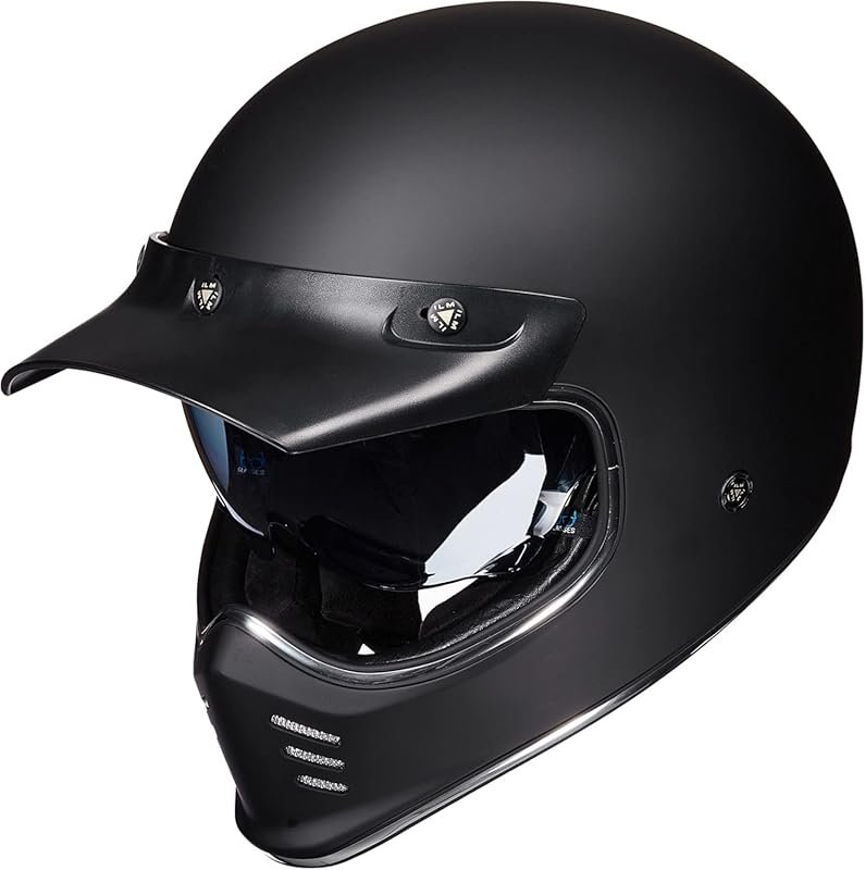 ILM Vintage Full Face Motorcycle Helmet – Matte Black, Compatible with