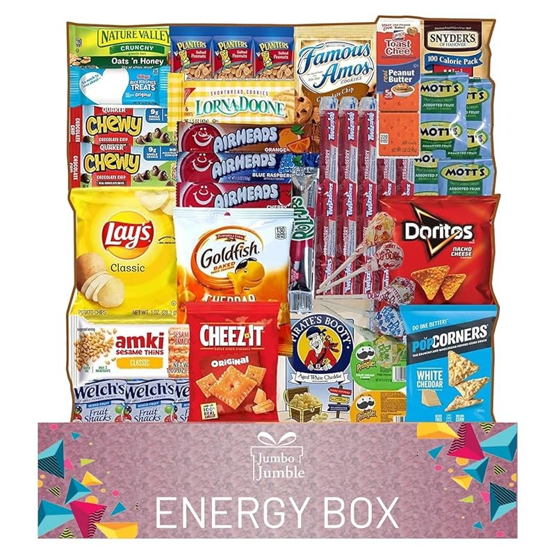 Jumbo 45 Count Snack Box Variety Pack for Care Packages and Gifts