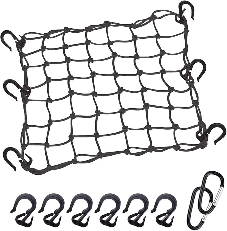 Motorcycle Cargo Net, 15x15 Inches Stretching to 30x30 with Thicken Ho