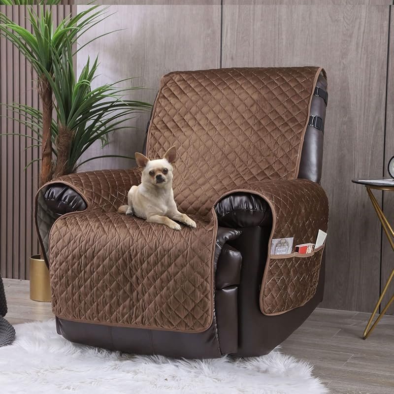 Velvet Non-Slip Waterproof Reversible Cover for Large Leather Recliner