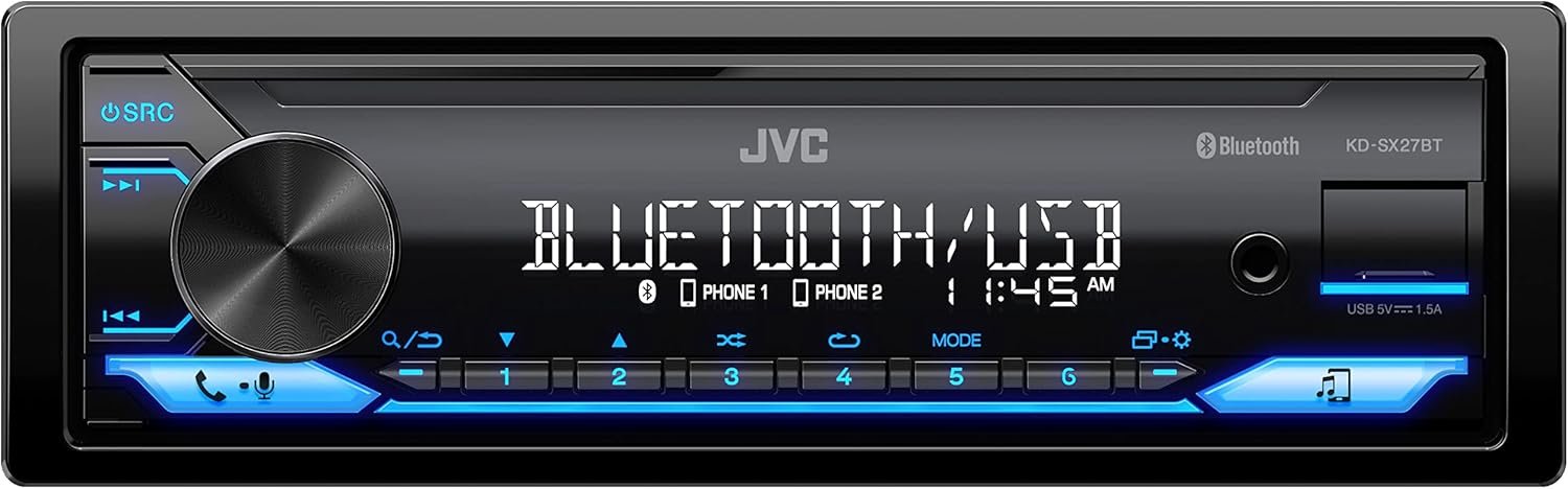JVC KD-SX27BT Car Stereo with Bluetooth, 100W Digital Media Receiver,