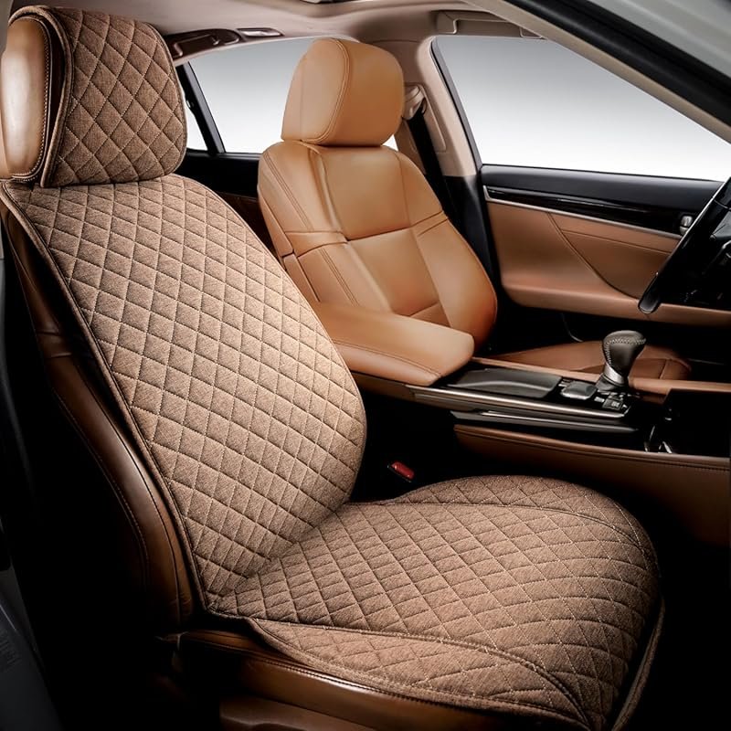 IVICY Faux Linen Front Car Seat Cover – Durable, Non-Slip Seat Protect