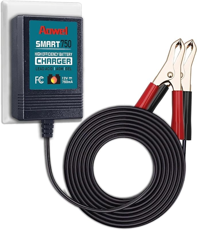 750mA Trickle Battery Charger, 12V Fully-Automatic Smart Charger Batte