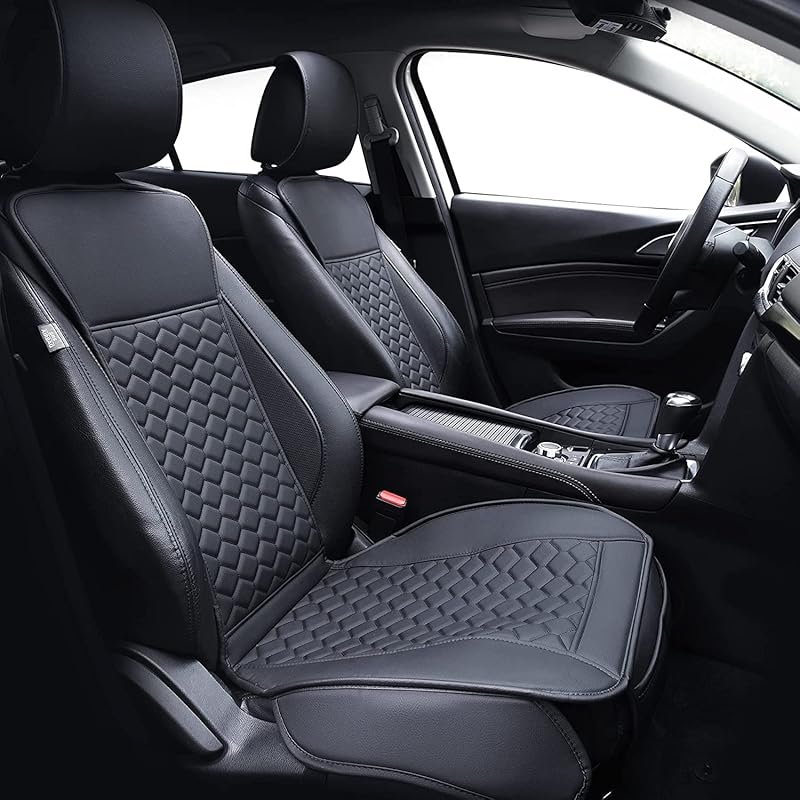 Elanttrip 2PC Front Leather Waterproof Car Seat Covers, Universal Fit 