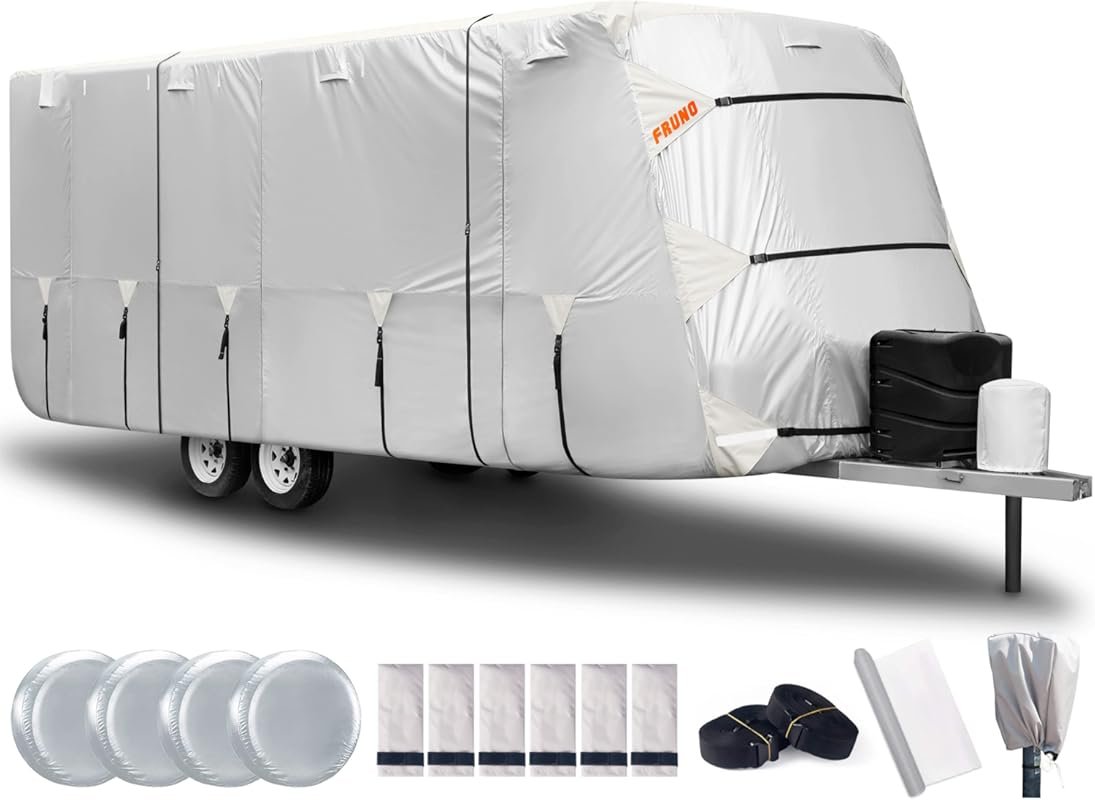 FRUNO 24-27 Foot RV Cover with Oxford Fabric, Rip-Resistant and Weathe