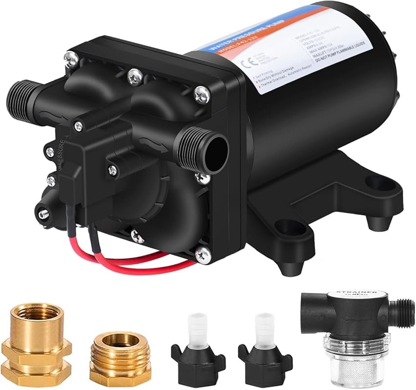 YOUNGTREE 12V RV Water Pressure Pump with 5.5 GPM Flow and Garden Hose