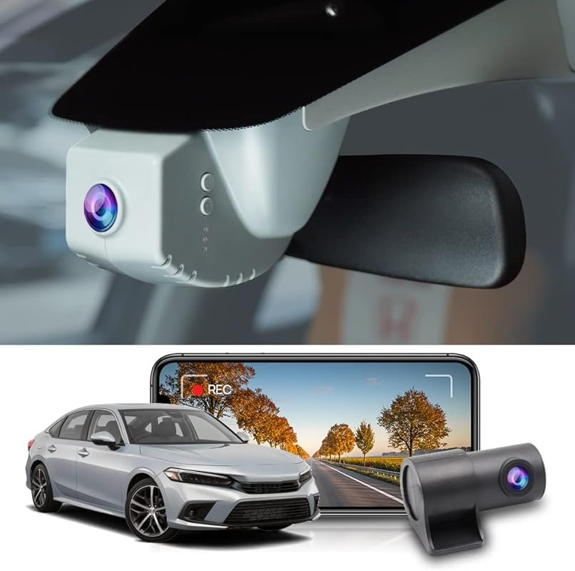 Fitcamx Dash Cam for Honda Civic 2022-2026 with 4K Front, 1080P Rear, 