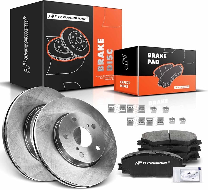 A-Premium 10.82 inch Front Vented Disc Brake Rotors + Ceramic Pads Ki