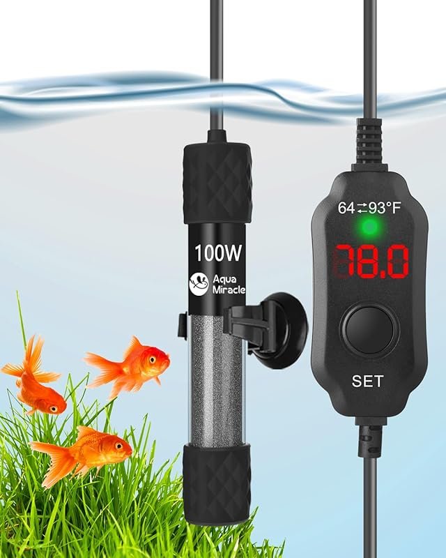 AquaMiracle 100W Submersible Aquarium Heater with Digital Display for 