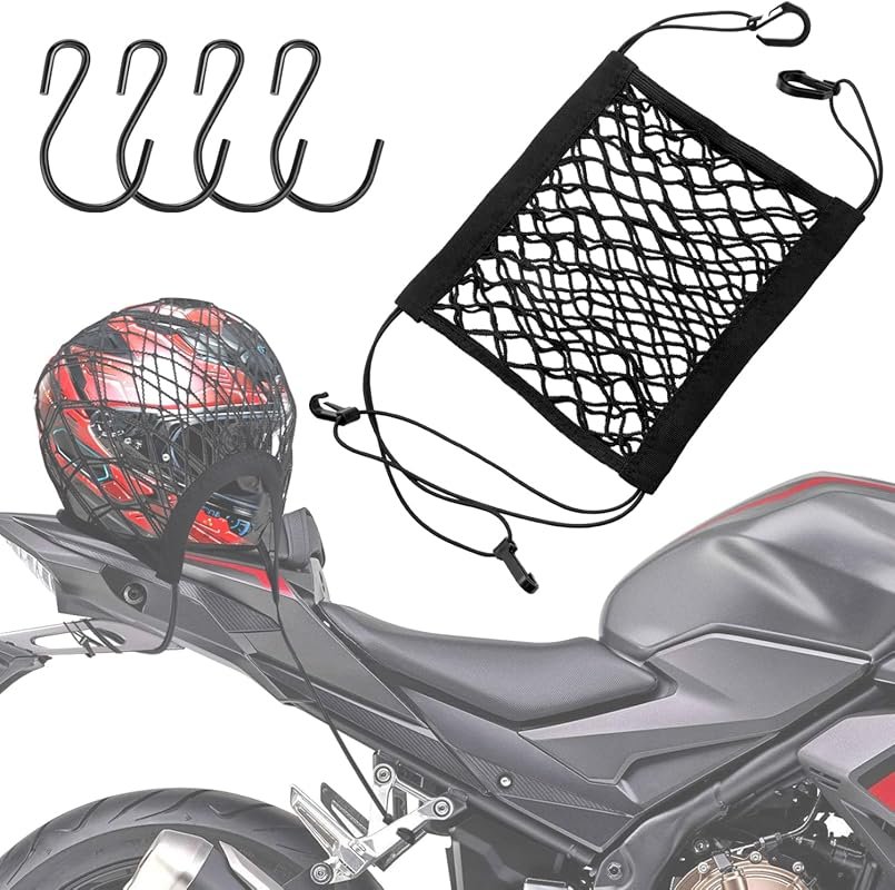 Cargo Net for Motorcycle Helmet Storage, 10x11 Inch High-Elastic Doubl
