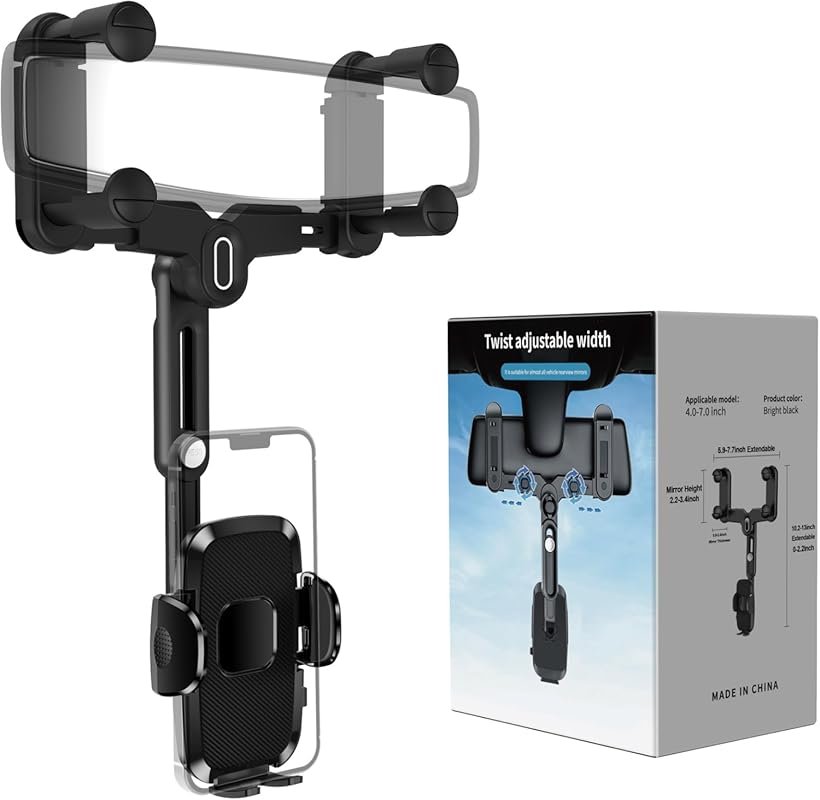 Car phone holder mount with rotatable and retractable design for 4–7 i