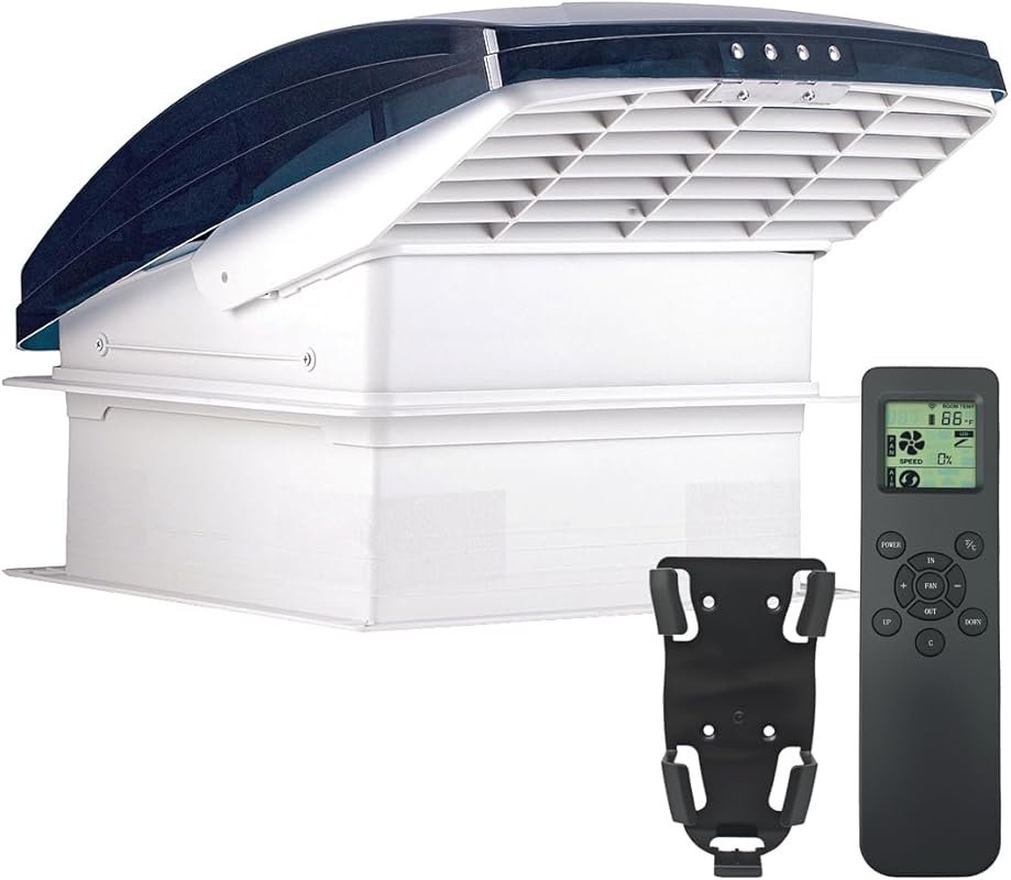 Build-in Rain Shield RV Roof Vent Fan 14x14 with Remote Control – 12V 