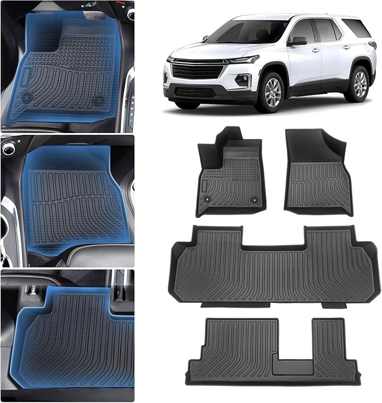 All-Weather Waterproof TPE Floor Mats for 2018 to 2023 Chevrolet Trave