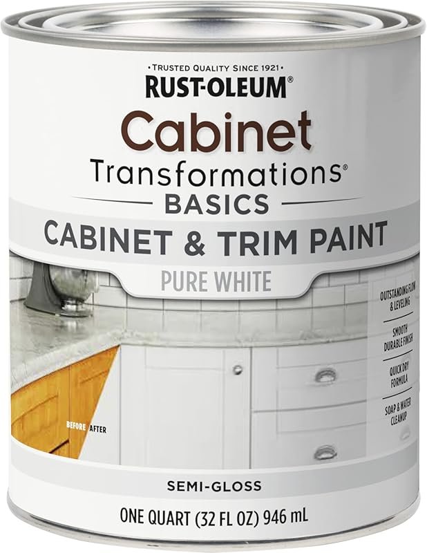 Rust-Oleum 372007 Transformations Basics Cabinet & Trim Paint, Quart,