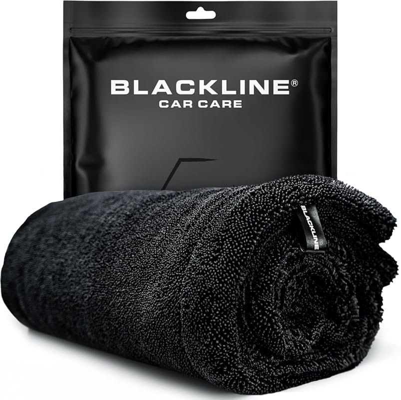 Blackline Twisted-Loop Car Drying Towel: 24x36 Inch, 1300GSM, Streak a