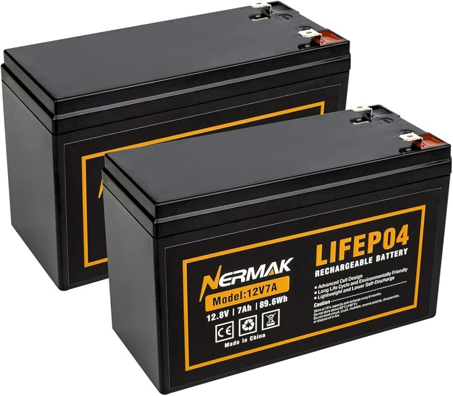 12V 7Ah  Lithium LiFePO4 Battery 2 Pack, 2000+ Cycles Lithium Iron Pho