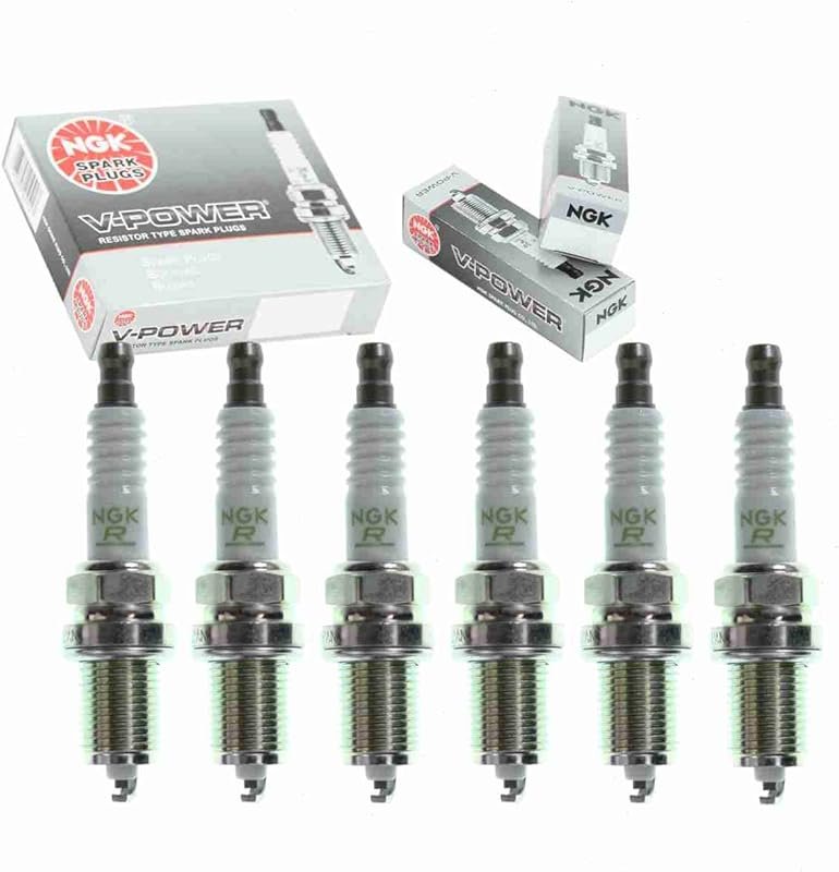 6 pc NGK V-Power Spark Plugs compatible with Nissan D21 3.0L V6 1990