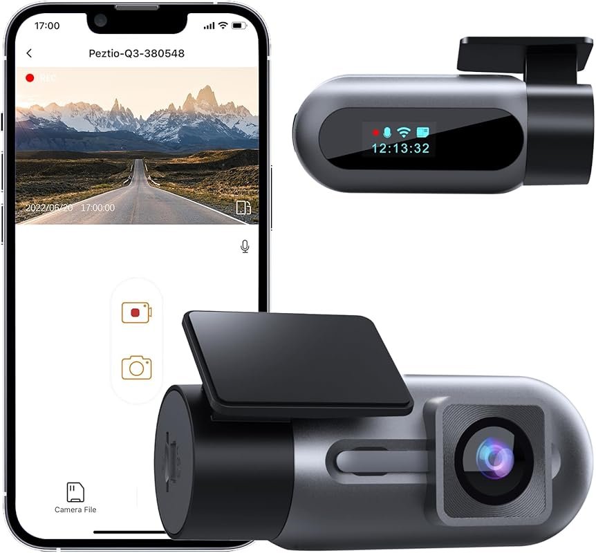 FHD 1080P dash cam with WiFi, night vision, 24-hour parking mode, and 