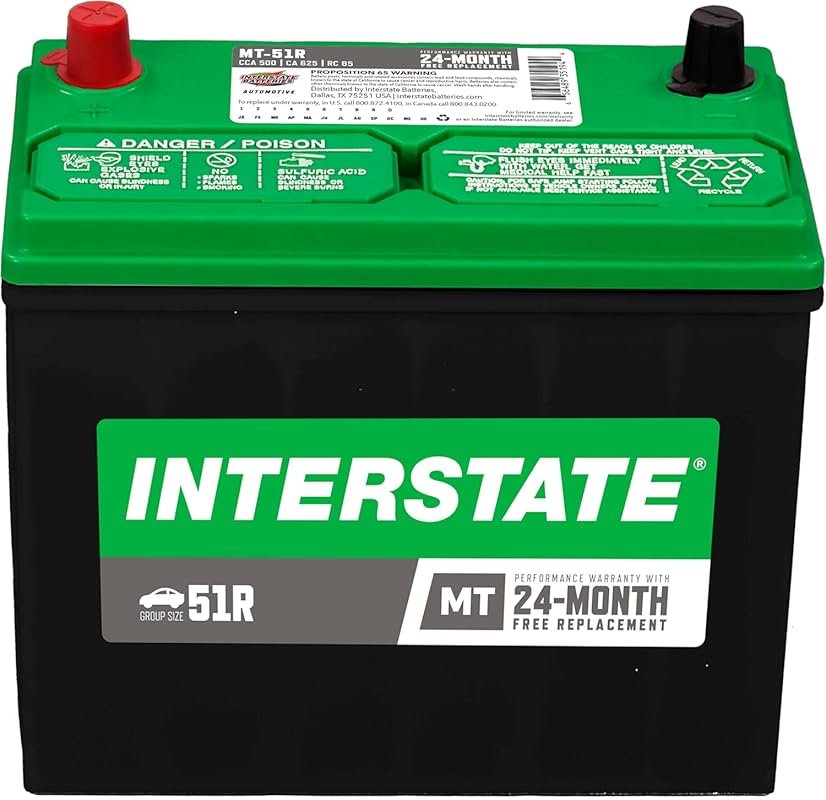 Best Battery for 2012 Honda Civic: Interstate MT-51R 12V, 500 CCA, 24-