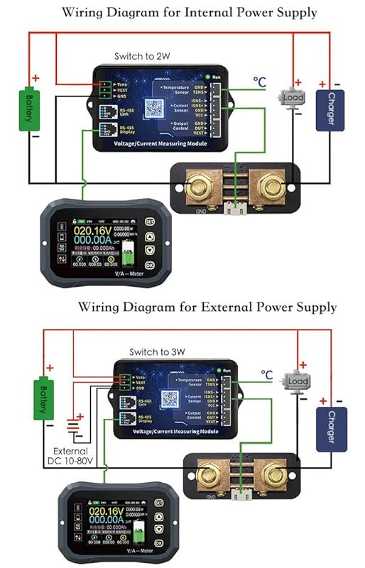 Eyes.sys Bluetooth Battery Monitor with 400A Shunt, 0-120V Range, and 