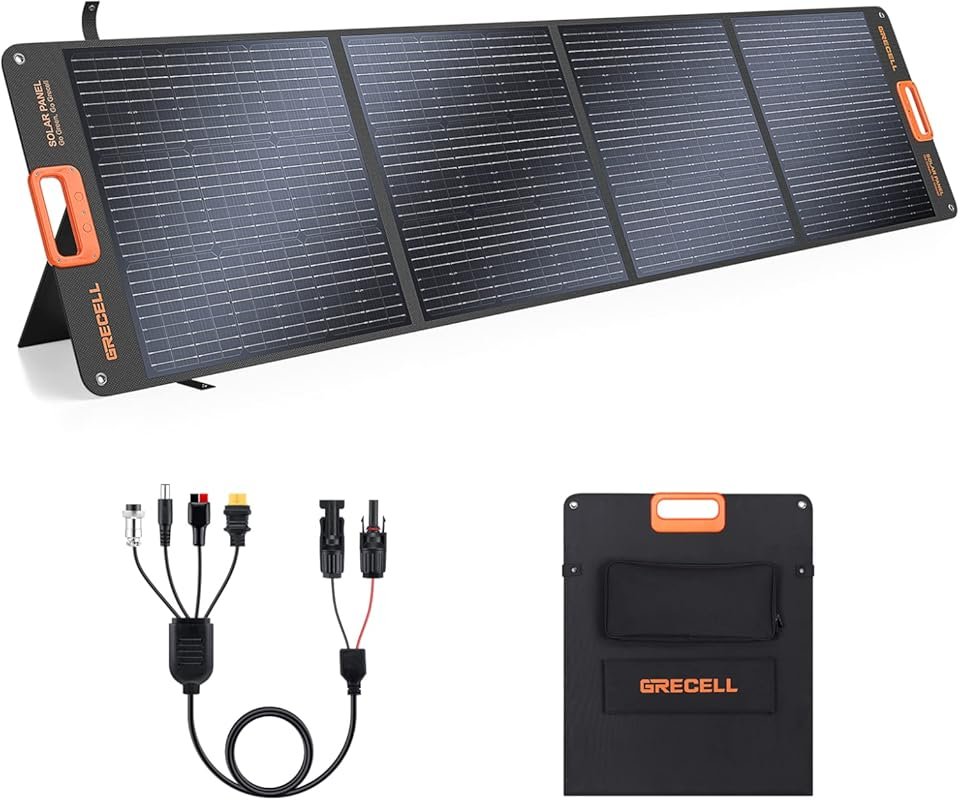 GRECELL 200W Foldable Solar Panel with 4 Kickstands and IP65 Waterproo