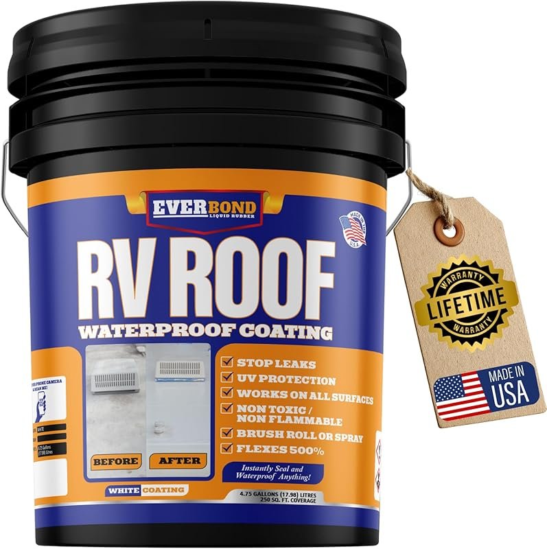 This Liquid Rubber RV Roof Sealant is a White 4.75-Gallon Cooling Coat