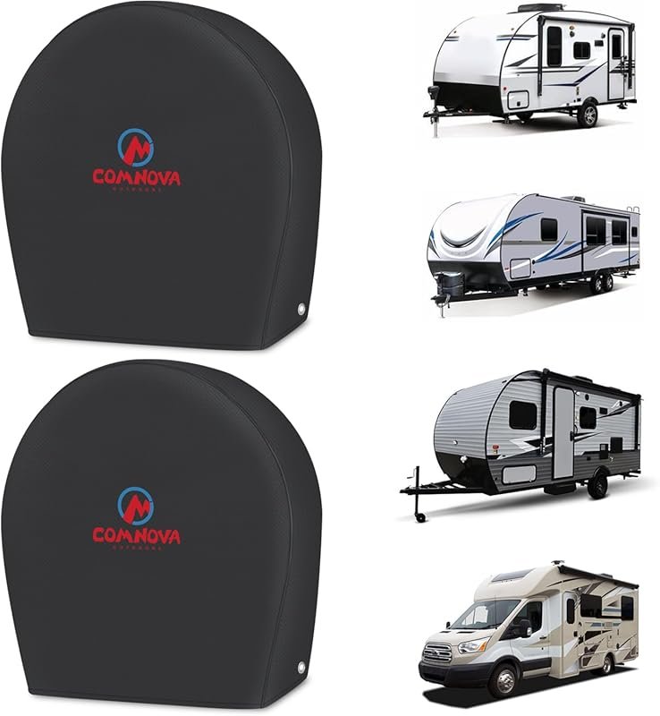 2 Pack Tough PU Oxford RV Tire Covers for 26-29 Inch Wheels, Waterproo
