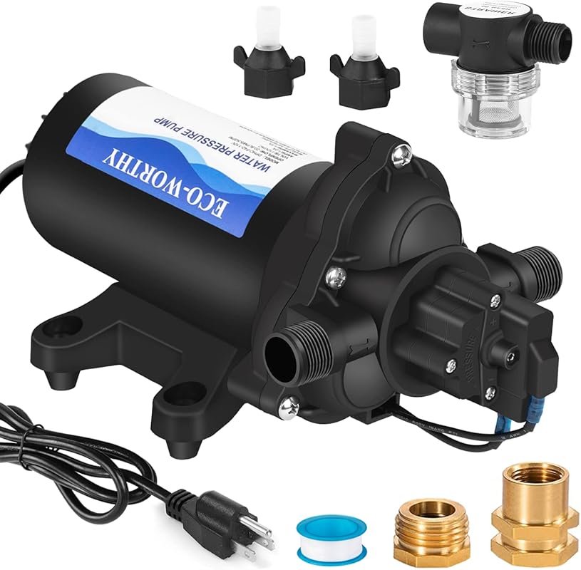 ECO-WORTHY 33-Series Diaphragm Water Pump 4.0GPM 50PSI 110V AC with Ga