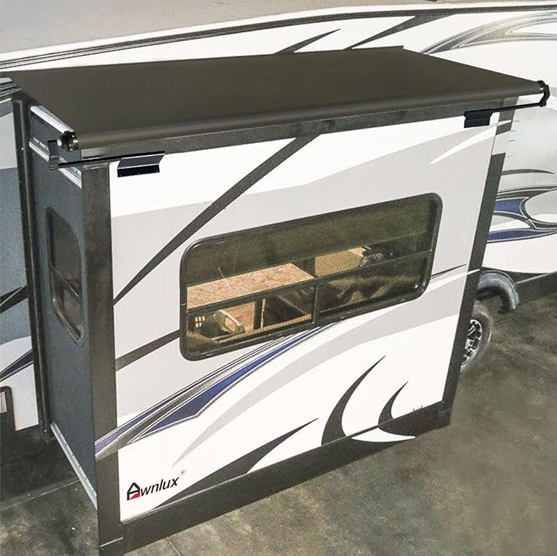 Awnlux Black Modular Slide Topper Awning for RVs, Travel Trailers, and