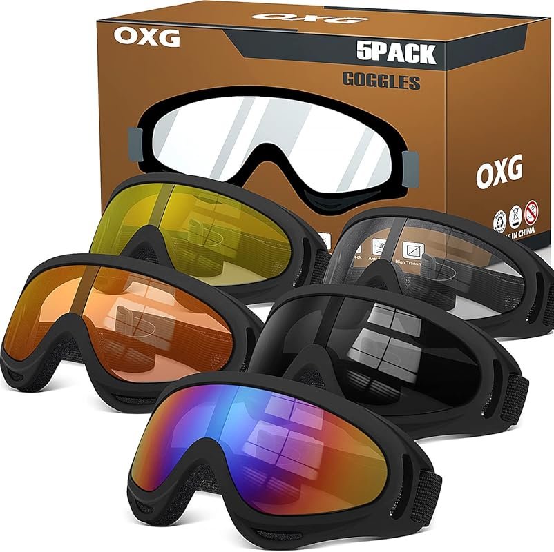 OXG 5 Pairs Youth Men Women Motorcycle ATV Ski Goggles – Anti-UV Dustp