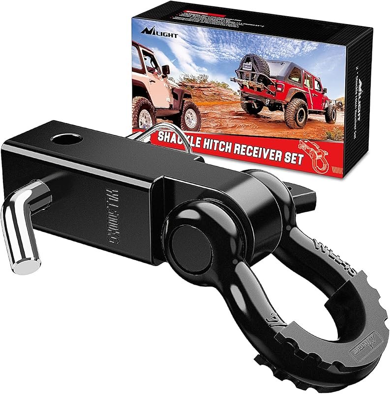 Heavy Duty 2-Inch Shackle Hitch Receiver with 3/4" D-Ring and Trailer
