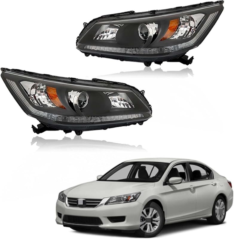Silscvtt Headlights for 2013-2015 Honda Accord 4-Door Sedan, Halogen N