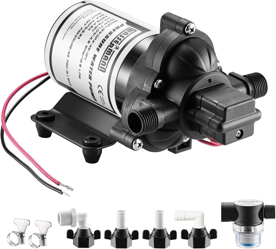 WASSERMANN 12V 4.0GPM 45PSI Self-Priming RV Water Pump with Pressure S