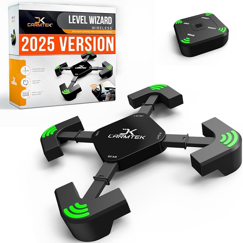 CARMTEK Level Wizard Wireless RV Leveling System: With Extensible Legs