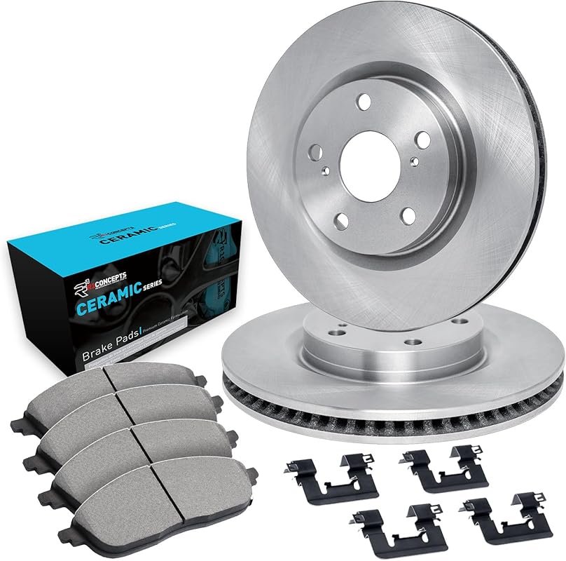 R1 Concepts Front Blank Brake Rotors with Ceramic Pads & Hardware for 