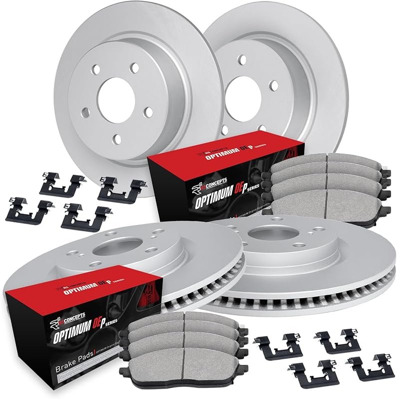 R1 Concepts Front and Rear Brake Kit with Blank Rotors and OEP Pads fo