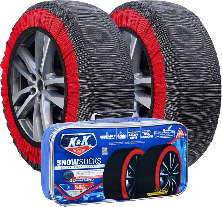 Pro Series Snow Socks for Tires – Winter Traction Device for Cars, Sed