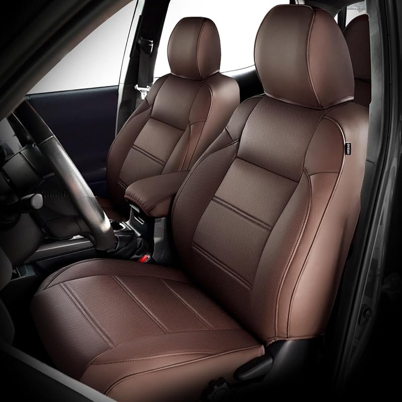 DrCarNow Leather Seat Covers for 2016-2023 Toyota Tacoma Crew & Double