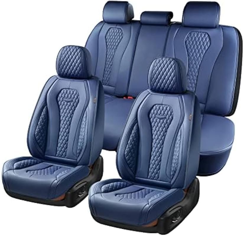 Blue Waterproof Leather Seat Covers for Most Cars – Full Set Universal