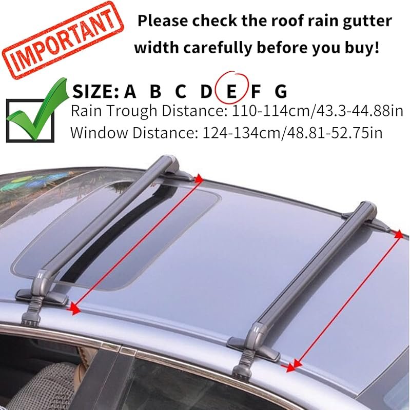 Top Roof Rack Cross Bar for Honda Civic 2006-2020, Lockable, 99.2LBS L