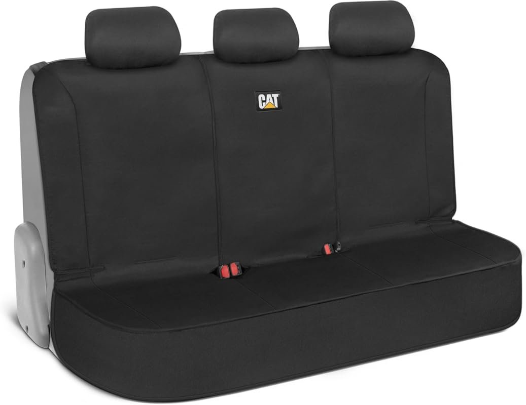 CAT Flexfit Black Rear Seat Cover for Car - Durable Canvas Material Ba