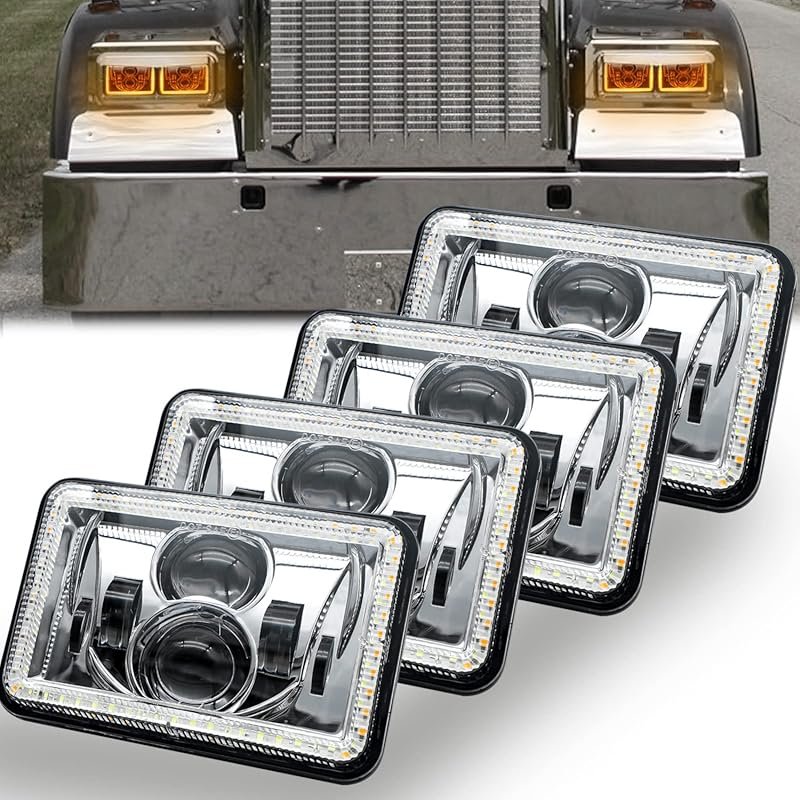 Best 4x6 LED Headlights with Hi/Lo Beam DRL Turn Signal DOT Approved f
