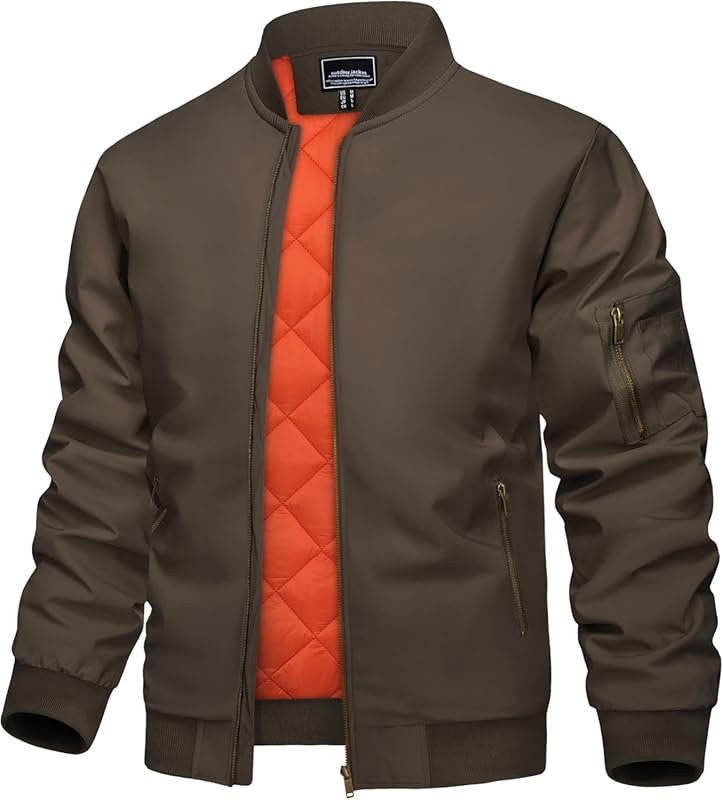 KEFITEVD Men's Winter Bomber Jacket: Full-Zip Windbreaker for Casual a