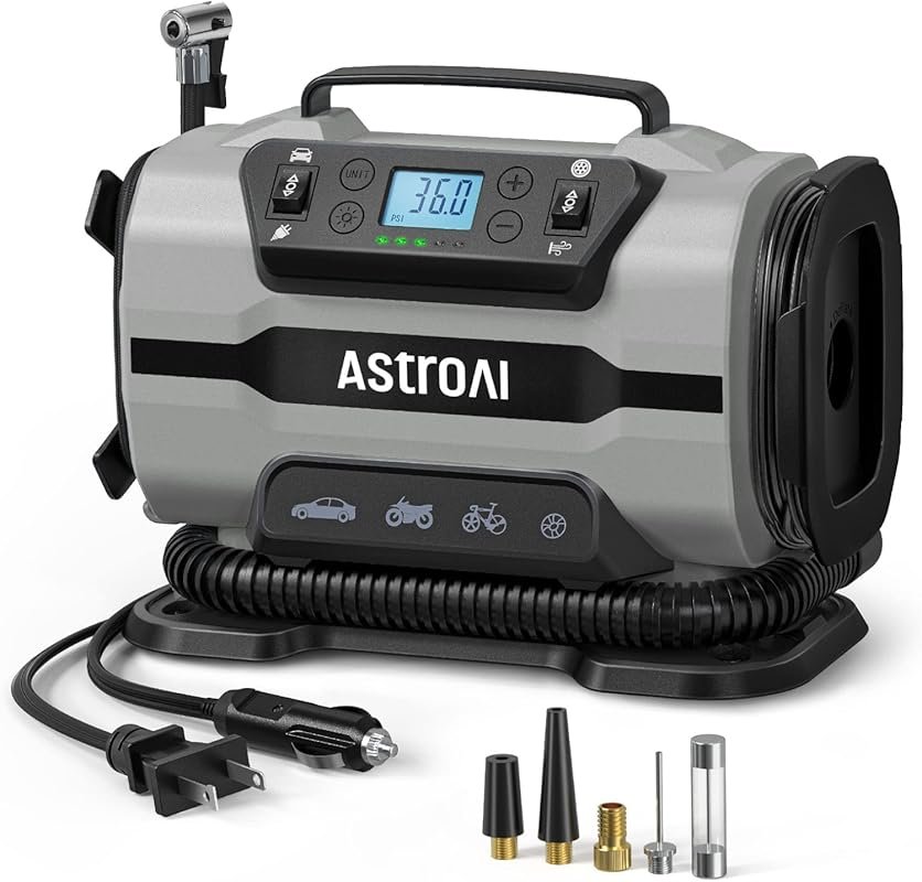 AstroAI Portable Air Compressor 150 PSI with 12V and 110V Power for Ca