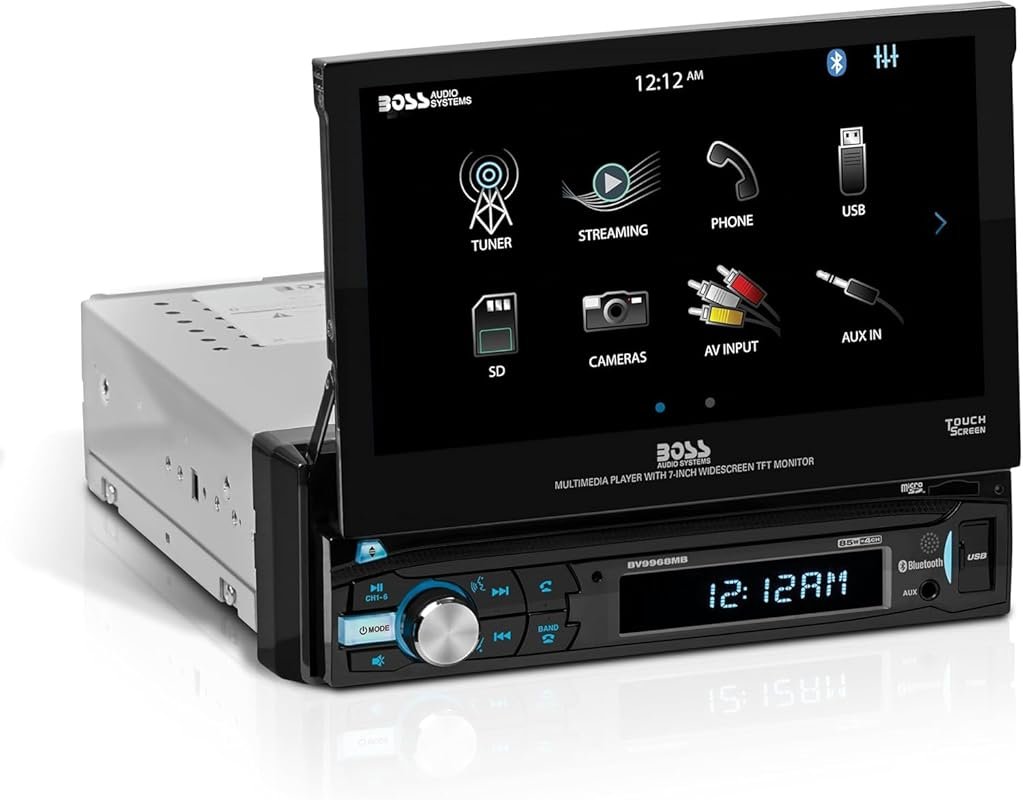 BOSS Audio Systems BV9968MB Single Din Car Stereo with 7-Inch Touchscr