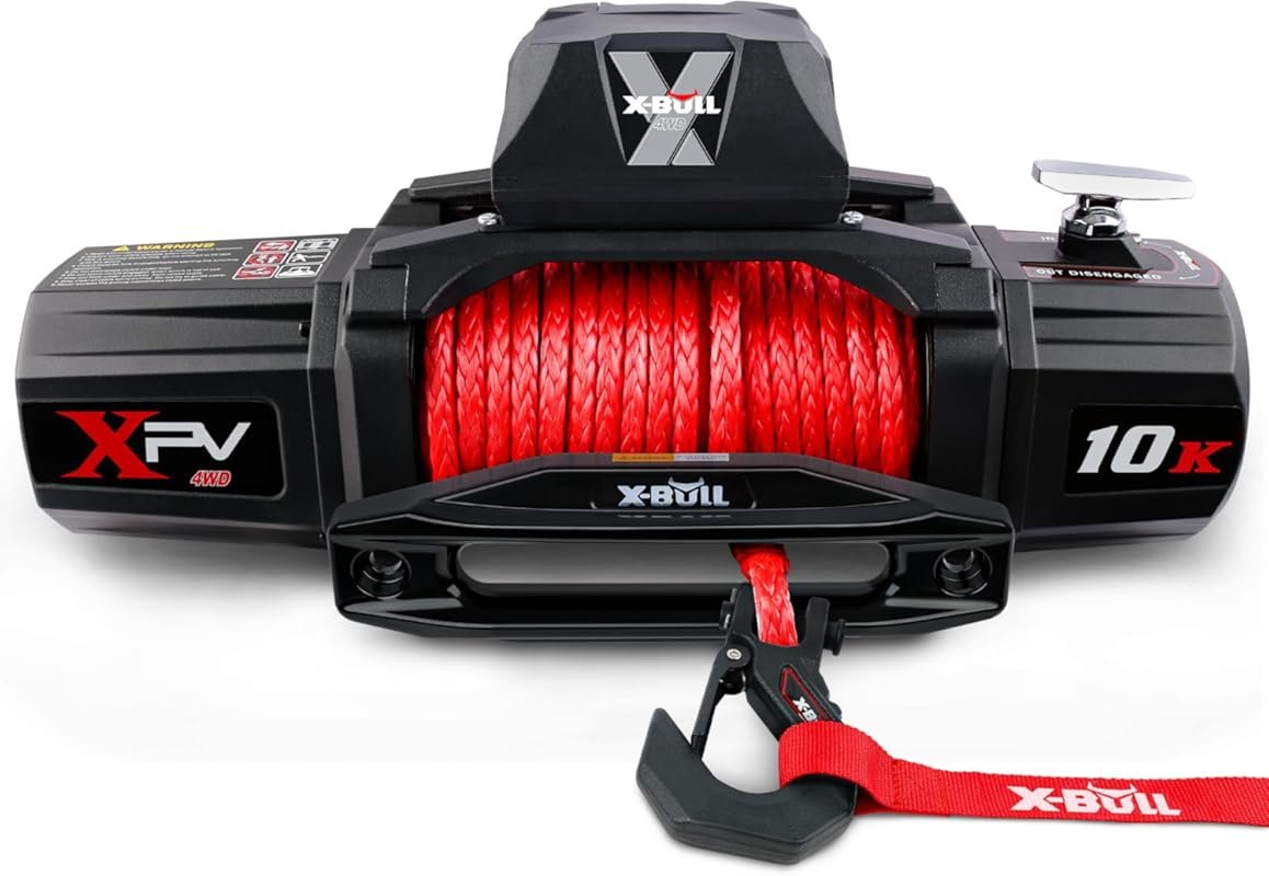 X-BULL 10000lb 12V IP67 Waterproof Electric Winch with Synthetic Rope 