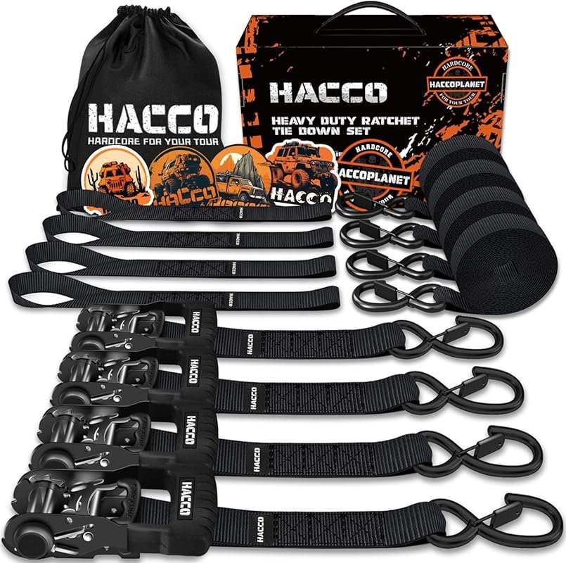 Heavy Duty 5280lb Ratchet Straps with Padded Handle, S Hook & Soft Loo